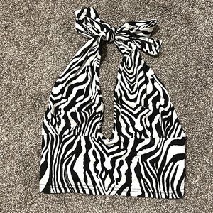 Zebra halter crop top